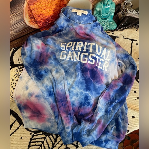 NWT Spiritual Gangster Tie Dye Crewneck LS Tee Sz L Yoga Pilates Gym Layering - Picture 2 of 8